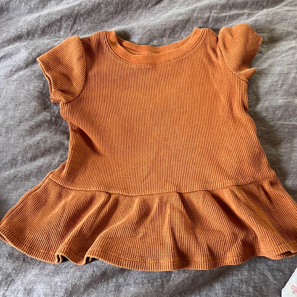 4T Burnt Orange Thermal Peplum T-Shirt